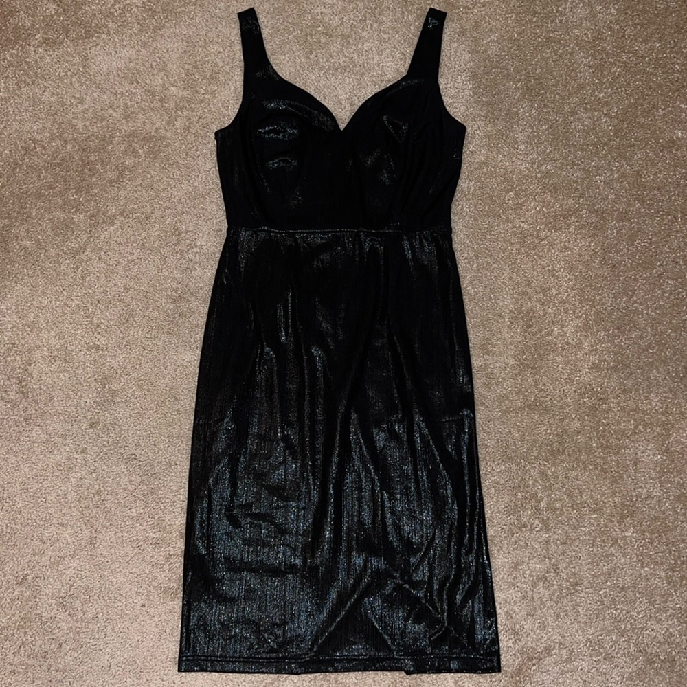 Grace Karin Shiny Black Split Back Sleeveless Dress NWT Size Small